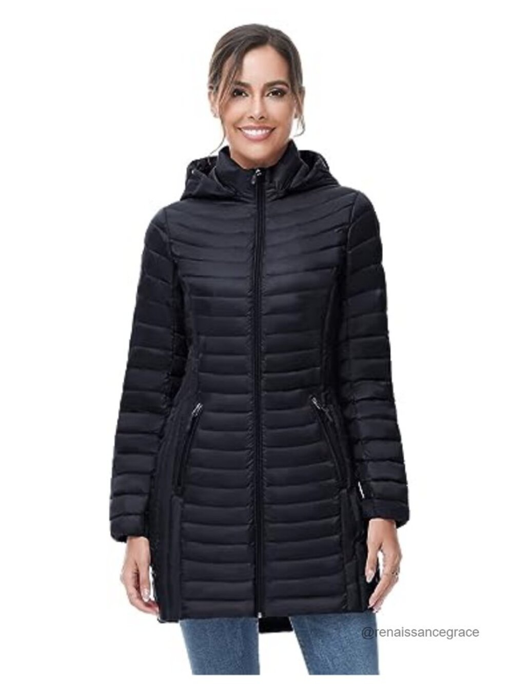 Ultra Light Packable Puffer Jacket Hooded Mid Length Winter Coat